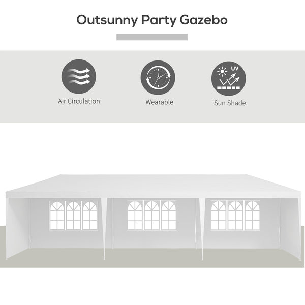 Garden Gazebo Marquee Party Wedding Tent Canopy (9m x 3m) - White
