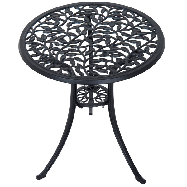 3 Pieces Bistro Set, Patio Table and Chairs with Cast Aluminum Frame for Garden, Balcony, Porch, Black
