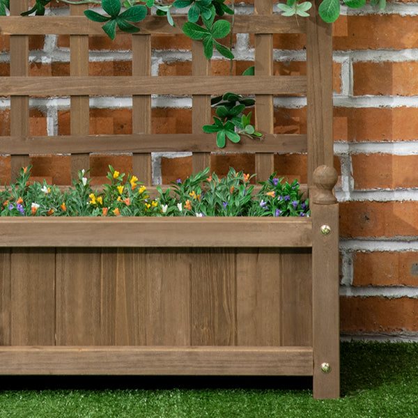 Garden Planters with Trellis for Climbing Vines, Wooden Raised Beds for Garden, Free Standing Flower Pot, Indoor Outdoor Display Rack, 64 x 28 x 75 cm, Brown