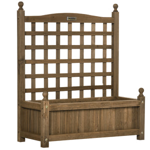 Garden Planters with Trellis for Climbing Vines, Wooden Raised Beds for Garden, Free Standing Flower Pot, Indoor Outdoor Display Rack, 64 x 28 x 75 cm, Brown
