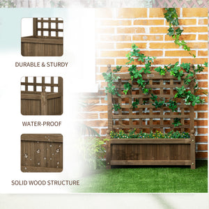 Garden Planters with Trellis for Climbing Vines, Wooden Raised Beds for Garden, Free Standing Flower Pot, Indoor Outdoor Display Rack, 64 x 28 x 75 cm, Brown
