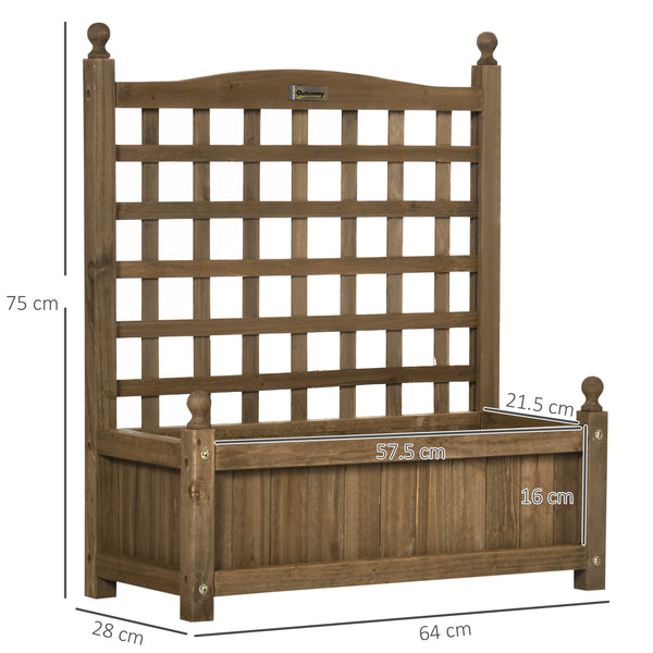 Garden Planters with Trellis for Climbing Vines, Wooden Raised Beds for Garden, Free Standing Flower Pot, Indoor Outdoor Display Rack, 64 x 28 x 75 cm, Brown