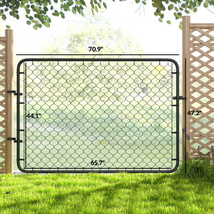 Garden Gate Chain Link Fence Gate, Galvanized Steel Garden Door for Yard Entrance Way, 26-71 in. W x 4 ft. H, Black