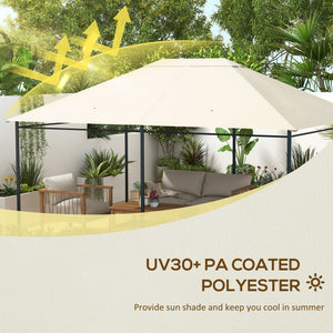 10' x 13' Gazebo Canopy Replacement, Outdoor Gazebo Cover Top Roof Replacement with Vents and Drain Holes, (TOP COVER ONLY), Cream White