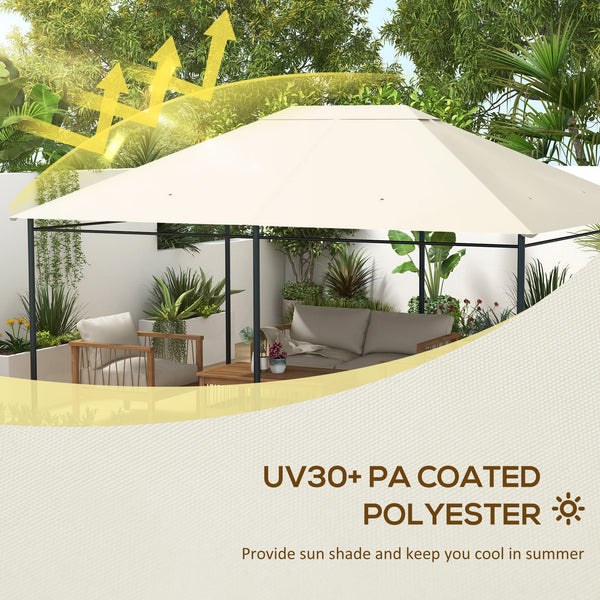 10' x 13' Gazebo Canopy Replacement, Outdoor Gazebo Cover Top Roof Replacement with Vents and Drain Holes, (TOP COVER ONLY), Cream White