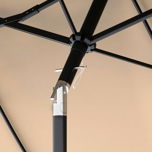 Outsunny Double-sided Patio Umbrella 9.7' Large Outdoor Market Umbrella with Push Button Tilt and Crank, 3 Air Vents and 12 Ribs, for Garden, Deck, Pool, Brown