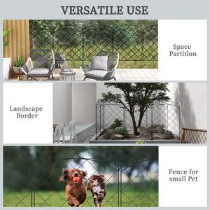 Garden Fence, 4 Pack Steel Fence Panels, 11.4' L x 43" H, Rust-Resistant Animal Barrier, Decorative Border Flower Edging for Yard, Patio, Outdoor Decor, Swirl Vines