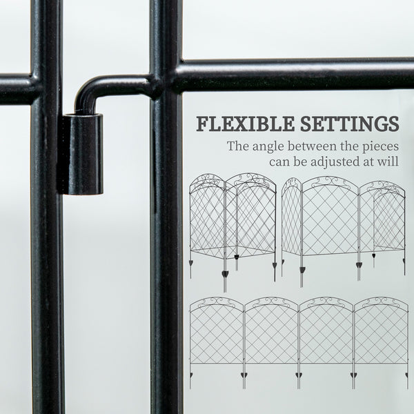 Garden Fence, 4 Pack Steel Fence Panels, 11.4' L x 43" H, Rust-Resistant Animal Barrier, Decorative Border Flower Edging for Yard, Patio, Outdoor Decor, Swirl Vines