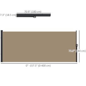 13' x 6' Retractable Side Awning, Garden Privacy Screen Divider, Full Cassette Windbreaker for Hot Tub, Balcony, Terrace, Pool, Khaki