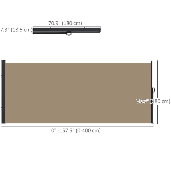 13' x 6' Retractable Side Awning, Garden Privacy Screen Divider, Full Cassette Windbreaker for Hot Tub, Balcony, Terrace, Pool, Khaki