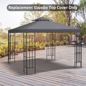 9.8' x 9.8' Square 2-Tier Gazebo Canopy Replacement Top Cover Outdoor Garden Sun Shade, Dark Grey