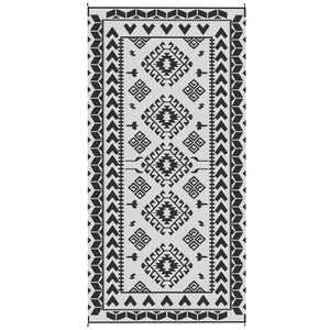 Outsunny Reversible Outdoor Rug, 9' x 18' Waterproof Plastic Straw Floor Mat, Portable RV Camping Carpet, Large Floor Mat for Backyard, Deck, Picnic, Beach, Black & White Rhombus Patchwork