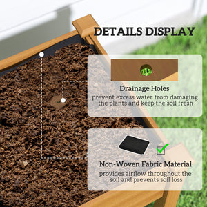 Raised Garden Bed with PE Greenhouse Cover Outdoor Elevated Wood Planter Box for Herbs and Vegetables, Use for Patio, Backyard, Balcony, 48 x 22 x 46 inch, Sand