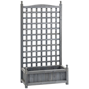 Garden Planters with Trellis for Climbing Vines, Wooden Raised Beds for Garden, Free Standing Flower Pot, Indoor Outdoor Display Rack, 64 x 28 x 120 cm, Grey
