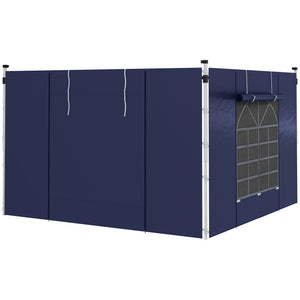Gazebo Side Panels with Windows and Doors, for 3x3(m) or 3x6m Pop Up Gazebo, 2 Pack Sides Replacement, Blue