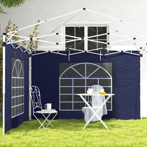Gazebo Side Panels with Windows and Doors, for 3x3(m) or 3x6m Pop Up Gazebo, 2 Pack Sides Replacement, Blue