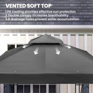 10'x10' Garden Gazebo Patio Canopy Portable Party Event Backyard w/ Mosquito Netting, Dark Grey