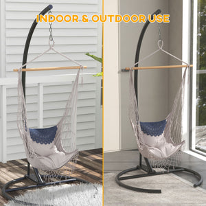 Hanging Hammock Chair Stand Only with Round Base, Heavy Duty 330 lbs. Capacity Swing Stand Only, Steel C Stand for Swing/Egg/Hammock Chair, Indoor and Outdoor, Black