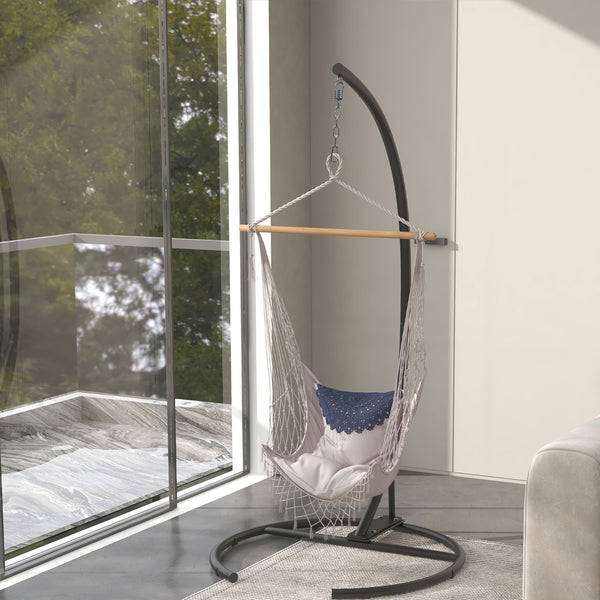 Hanging Hammock Chair Stand Only with Round Base, Heavy Duty 330 lbs. Capacity Swing Stand Only, Steel C Stand for Swing/Egg/Hammock Chair, Indoor and Outdoor, Black