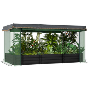 7.5 x 3.6ft Galvanized Raised Garden Bed with Cover, Metal Planter Box with Crop Cage Plant Protection Net and Shade Cloth, for Vegetables, Flowers, Herbs, Grey
