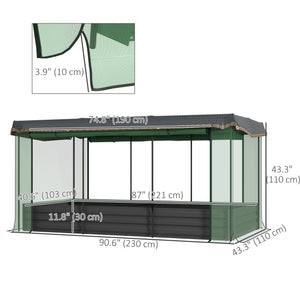 7.5 x 3.6ft Galvanized Raised Garden Bed with Cover, Metal Planter Box with Crop Cage Plant Protection Net and Shade Cloth, for Vegetables, Flowers, Herbs, Grey