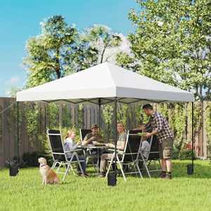 10 x 10 ft Pop Up Canopy Tent with One Push Setup, Easy Setup Outdoor Portable Instant Canopy Shelter with Wheeled Carry Bag, Sandbags, Adjustable Height for Parties, Events, White