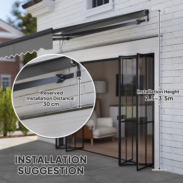 2.5 x 2m Electric Awning with Remote Controller, Aluminium Frame DIY Retractable Awning, UV30+ Sun Shade Canopy for Garden Patio Deck Door Window, Dark Grey