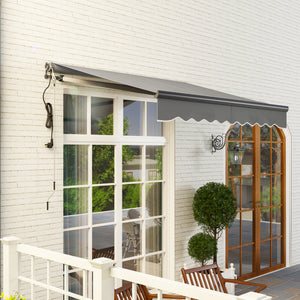 2.5 x 2m Electric Awning with Remote Controller, Aluminium Frame DIY Retractable Awning, UV30+ Sun Shade Canopy for Garden Patio Deck Door Window, Dark Grey