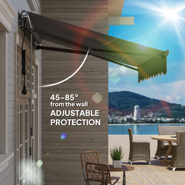 2.5 x 2m Electric Awning with Remote Controller, Aluminium Frame DIY Retractable Awning, UV30+ Sun Shade Canopy for Garden Patio Deck Door Window, Dark Grey