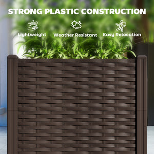 Plastic Raised Garden Bed, Outdoor Planter Box with Drainage Holes for Garden, Patio, Balcony, Deck, 47.2" x 15.7" x 14.6", Brown