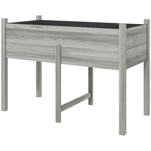Wooden Raised Garden Bed with Drain Holes, Bed Liner for Vegetables, Flowers, Herbs, Outdoor Elevated Planter Box with Legs for Backyard Patio, 45.3"x21.7"x31.5", Grey