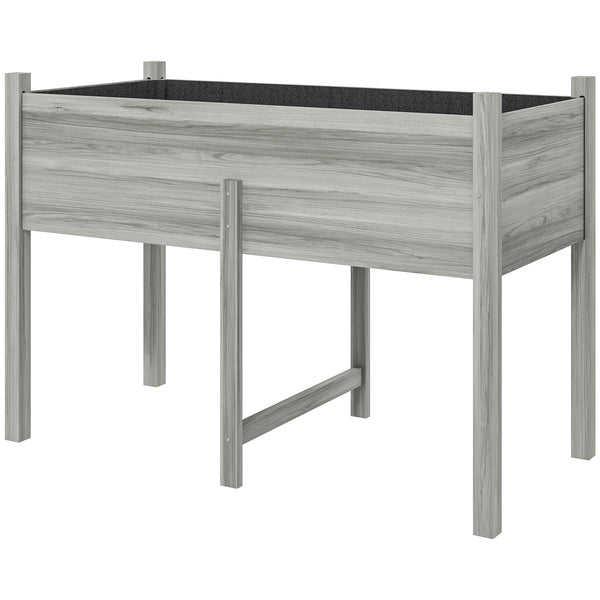 Wooden Raised Garden Bed with Drain Holes, Bed Liner for Vegetables, Flowers, Herbs, Outdoor Elevated Planter Box with Legs for Backyard Patio, 45.3"x21.7"x31.5", Grey