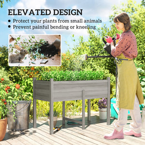 Wooden Raised Garden Bed with Drain Holes, Bed Liner for Vegetables, Flowers, Herbs, Outdoor Elevated Planter Box with Legs for Backyard Patio, 45.3"x21.7"x31.5", Grey