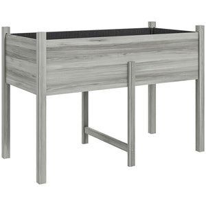 Wooden Raised Garden Bed with Drain Holes, Bed Liner for Vegetables, Flowers, Herbs, Outdoor Elevated Planter Box with Legs for Backyard Patio, 45.3"x21.7"x31.5", Grey