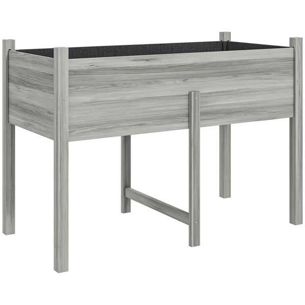 Wooden Raised Garden Bed with Drain Holes, Bed Liner for Vegetables, Flowers, Herbs, Outdoor Elevated Planter Box with Legs for Backyard Patio, 45.3"x21.7"x31.5", Grey