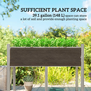 Wooden Raised Garden Bed with Drain Holes, Bed Liner for Vegetables, Flowers, Herbs, Outdoor Elevated Planter Box with Legs for Backyard Patio, 45.3"x21.7"x31.5", Grey