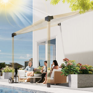Pergola Kit, 15° Slanted Roof Pergola Bracket Kit with 2 3-Way Corner Brackets, 2 Post Bases, 2 Wall Mounts for 4"x 4" (Actual 3.6" X 3.6") Lumber, 6 PCS DIY Hardware with Screws, Black