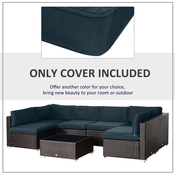 14Pcs Outdoor Cushion Covers, Patio Cushion Covers Replacement for Rattan Sofa Set - No Cushion Included, Dark Blue