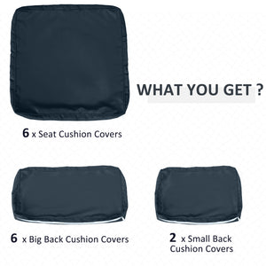 14Pcs Outdoor Cushion Covers, Patio Cushion Covers Replacement for Rattan Sofa Set - No Cushion Included, Dark Blue