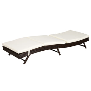 Wicker Patio Lounger, Outdoor S Shape Recliners Lounge Chair w/ 5-Level Adjustable Backrest, Soft Padded Cushion for Outdoor Use, Cream White