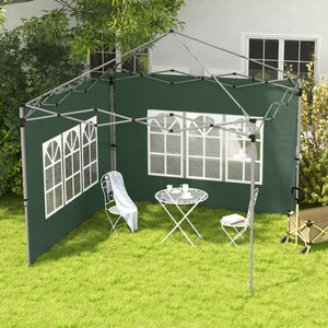 Gazebo Side Panels with Window for 3x3(m) or 3x4m Pop Up Gazebo, 2 Pack Sides Replacement, Green