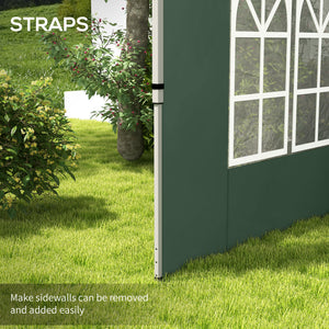 Gazebo Side Panels with Window for 3x3(m) or 3x4m Pop Up Gazebo, 2 Pack Sides Replacement, Green