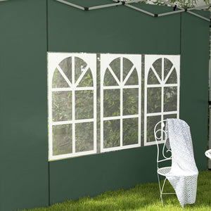Gazebo Side Panels with Window for 3x3(m) or 3x4m Pop Up Gazebo, 2 Pack Sides Replacement, Green