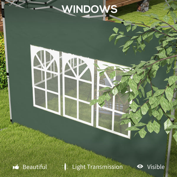 Gazebo Side Panels with Window for 3x3(m) or 3x4m Pop Up Gazebo, 2 Pack Sides Replacement, Green