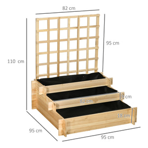 3 Tier Planters with Trellis for Vine Climbing, Wooden Raised Beds for Garden Patio, Outdoor Planter Box for Vegetables, Flowers, Herbs, Natural Tone