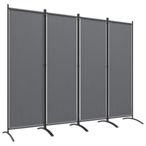 4 Panel Folding Room Divider, 5.6FT Privacy Screen with Wide Feet, Portable Freestanding Room Partition Separator for Home Office Bedroom, Dark Grey