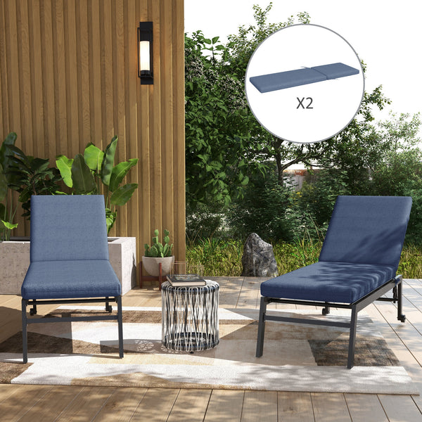 2-Piece Patio Chair Cushions Pillows, Seat Replacement Patio Cushions Set with Ties for Indoor Outdoor Garden Furniture, Navy Blue