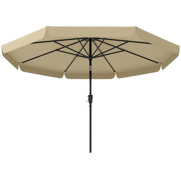 10 ft Patio Umbrella with Push Button Tilt and Crank, Outdoor Market Table Umbrella Parasol with Vent, 8 Ribs for Garden, Deck, Pool, Khaki