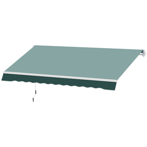 2.5m x 2m Garden Patio Manual Awning Canopy Sun Shade Shelter Retractable with Winding Handle Green