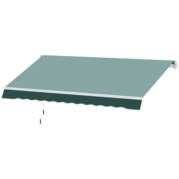 2.5m x 2m Garden Patio Manual Awning Canopy Sun Shade Shelter Retractable with Winding Handle Green